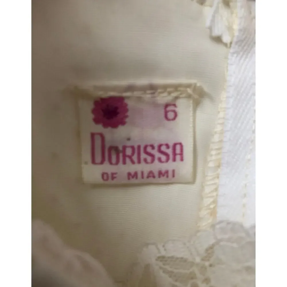1978 Dorissa of Miami Swiss Dot Lace Pleated Ivory Dress age 6